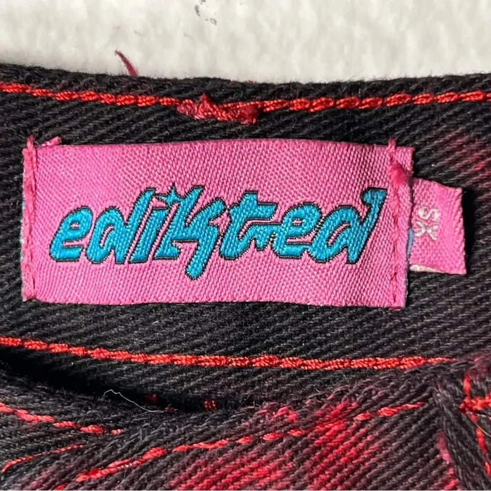 Edikted red and black tie dye jeans 🔥 high waisted 🔥 excellent condition 🔥 XS